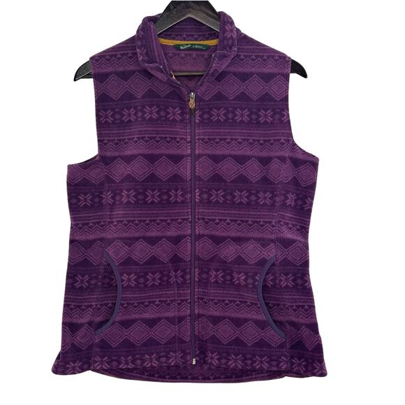 Woolrich Fleece Vest Womens Large Purple Southwestern Pockets Heritage Cabincore - Picture 1 of 6